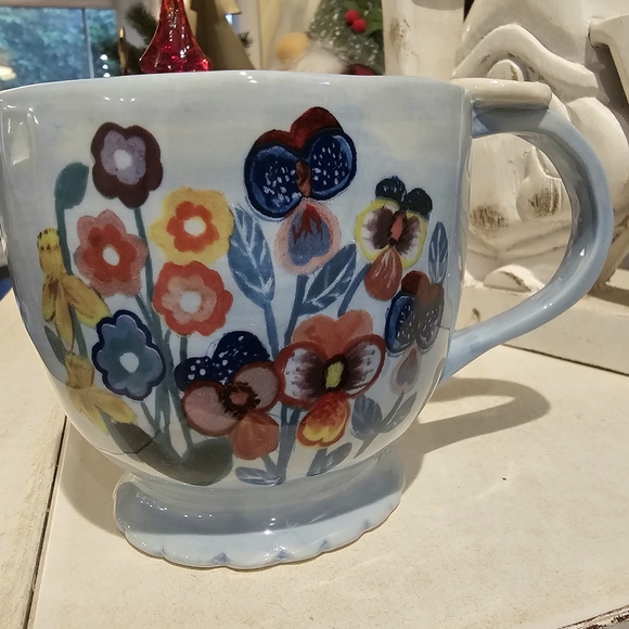 Anthropologie Floral Stoneware Mug Francesca Kaye Handpainted - Picture 3 of 12
